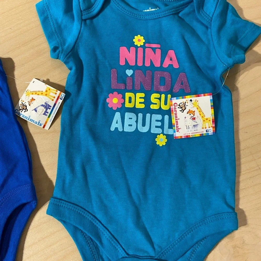 Garanimals Blue and Teal Bodysuit Trio 3-6 M (OQ)